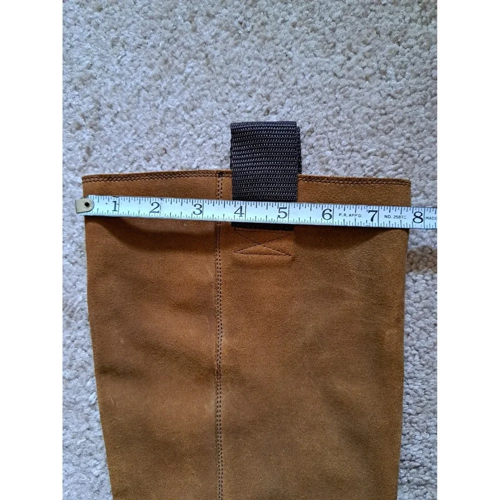 Free People Women's Brown Leather Suede Knee Length Buttons Eu 40 US 9.5-10 Heel
